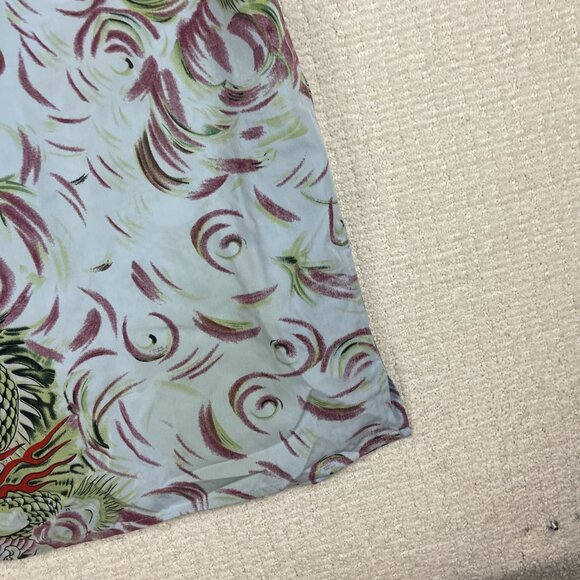 Y2K Claudio Nucci Trippy Flames Dragon AOP  Button Shirt Men Sz L Blue / Green - Picture 16 of 16